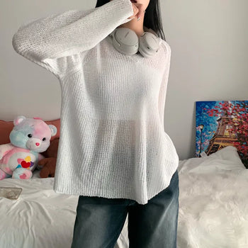 [Delicate/Loose Fit/Like Summer] Hazzi See-through V-Neck Knit (8 colors)