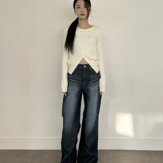 blue washed denim pants
