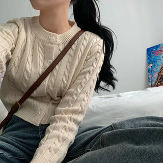 [Round Neck Version/Delicate Fit] -3kg Cable Knit Cardigan (5 colors)