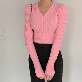 Parrot ribbed cropped cardigan