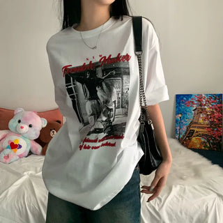 [Unisex/Boxy Fit] Trouble Print Y2K Short Sleeve T-shirt (2 colors)