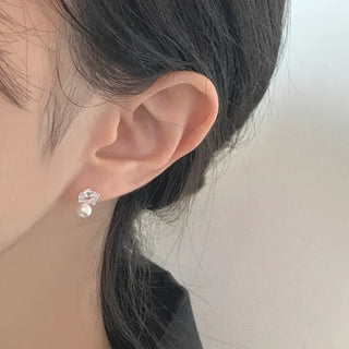 Bold Cubic Layered Swarovski Pearl Earrings