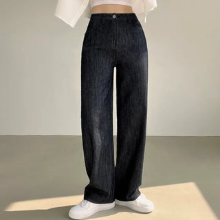 Guaranteed Fit! Raw High-Waisted Straight Wide Denim Pants