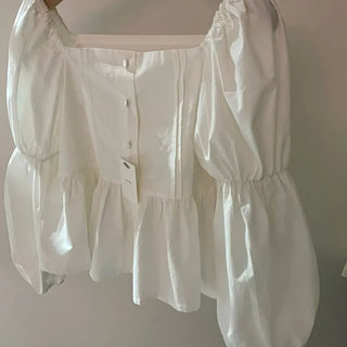 Letter Puff Frill Blouse