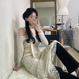 Melin Goddess Long Dress Lace Frill Layered