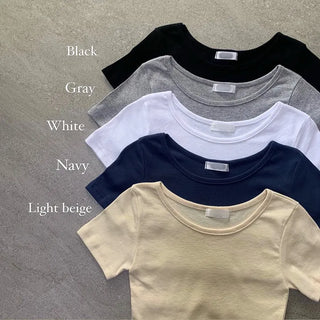 [Domestic/Special Design/Fit Guaranteed!] Cream Cheese Crop Round Neck Short Sleeve T-shirt (5 colors)