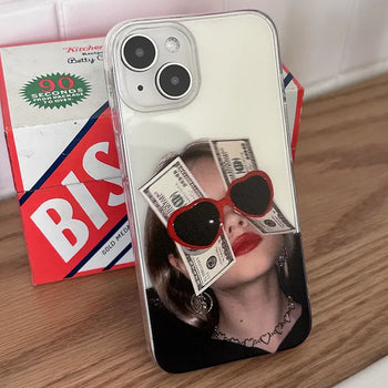 Money Heart Red Sunglasses Stylish Realistic Photo iPhone Case