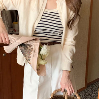 Premium Italian Cotton Round Knit Cardigan