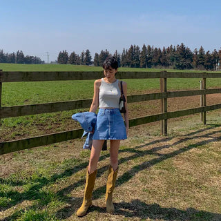 Unlow denim pocket skirt