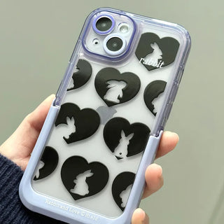 Rabbit Black Heart Rabbit Pattern Purple iPhone Case