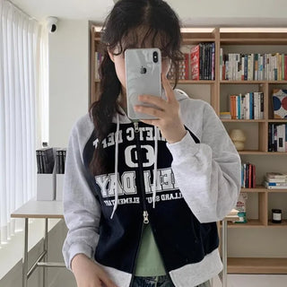 Two-way printed zip-up hoodie