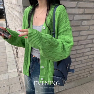 [New Spring Arrival/Boxy Fit/Beautiful Colors!] Cotton Cindy Cable V-Neck Cardigan (8 colors)