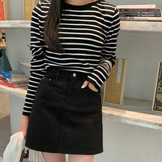 Magnet Striped Round Neck Knit