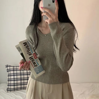 [Delicate Fit/Basic Item] Bamboo Round Ribbed Long Sleeve Knit Tee (8 colors)