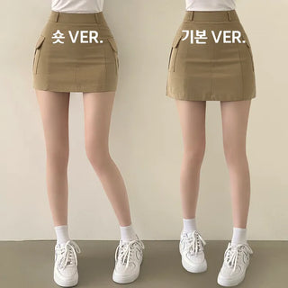 Y2K Vibe! High-waisted Pocket Cargo Mini Skirt