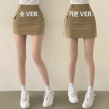 Y2K Vibe! High-waisted Pocket Cargo Mini Skirt