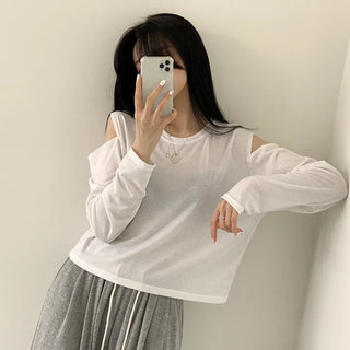 A fit you'll want to protect, Shoulder Cutout Loose Long Sleeve T-shirt