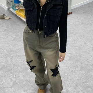 Black Slit Wide Pants