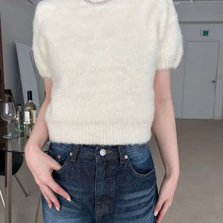 angora cropped knit
