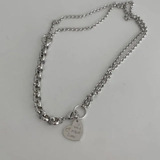 Double-strand layered heart necklace
