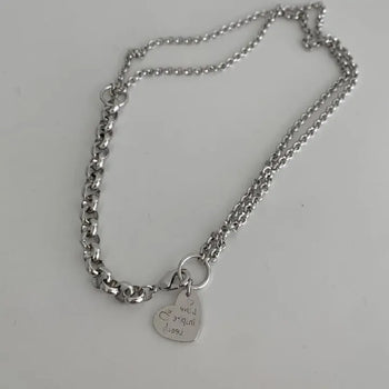 Double-strand layered heart necklace