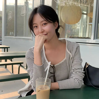 Ditto Striped Ribbed Knit Cardigan + Sleeveless Set