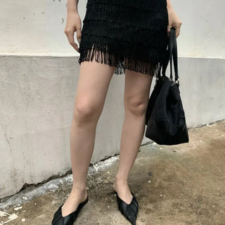 unbalance tassle skirt