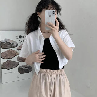 Bano Crop Short Sleeve Banded Shirt