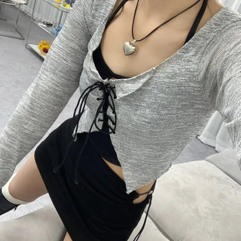 Halter Eyelet Cardigan