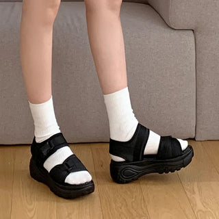 ◈ Gorpcore Platform Sandals Sporty Buckle Platform Velcro Y2K Sports Slippers