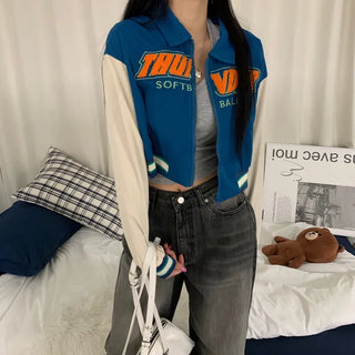 Rosé Y2K Lettering Bomber Crop Jumper (2 colors)