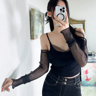 Chiffon Shirred Sleeveless Warmer Set
