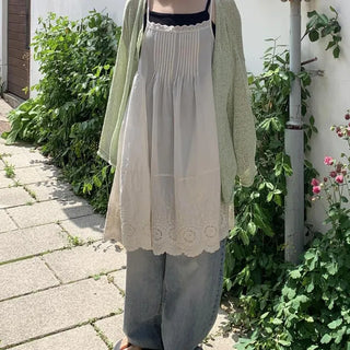 Marron pintuck lace dress