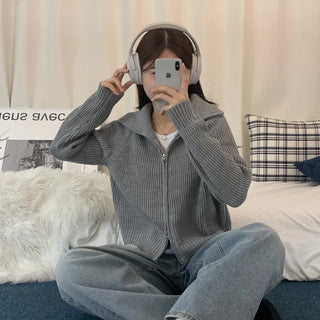 [Effortless Chic/Two-way Version] Daily Zip-up Cardigan Perfect for Temperature Fluctuations (4 Colors)