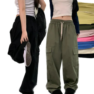 [Two-way ver./Adjustable!] Hype Cargo Drawstring Wide-Leg Cargo Pants (3 colors)