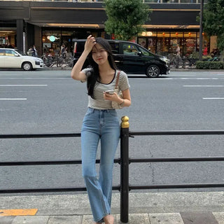 Elite Catbrush Light Blue Slim Long Bootcut Denim Pants