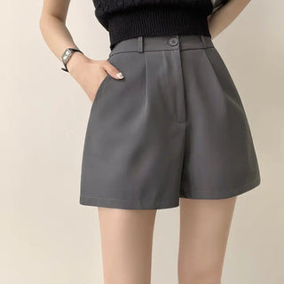 Guaranteed fit, back elastic band pintuck wide slacks shorts
