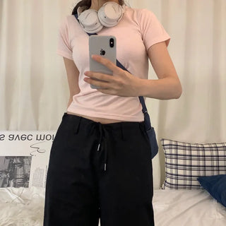 [Slim Fit/Fit Guaranteed] Summer Stretchy Round Basic Plain Short Sleeve T-shirt (4 colors)
