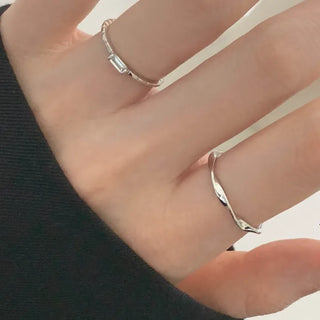 Square Cubic Layered Ring (Rose Gold, White Gold)