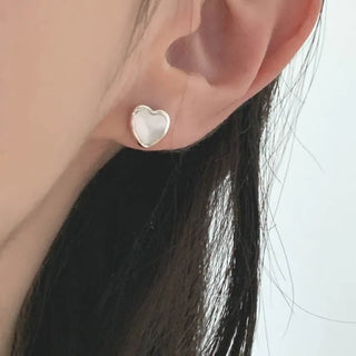 Natural Mother-of-Pearl Heart Stud Earrings