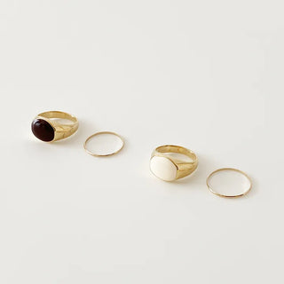 Layered Bold Ring, Gemstone Ring, Thin Ring Set, Layered Bold Ring,