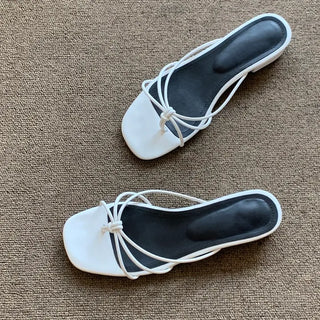 Ireland Twisted Strap Square Mid-Heel Slippers 2.5cm