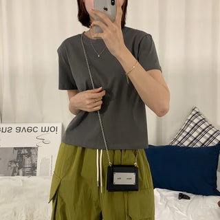 [5 colors/Premium/Delicate~] Cool basic short-sleeve T-shirt with back slit