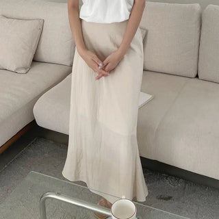 Monet Washer Back Elastic Flare Long Skirt