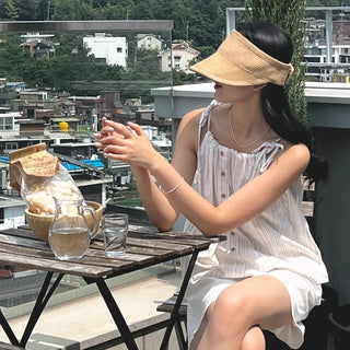 Kaya Striped Linen Sleeveless Strap Blouse