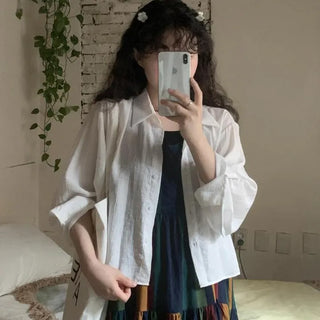 Wrinkle Summer Crop Long Sleeve Shirt