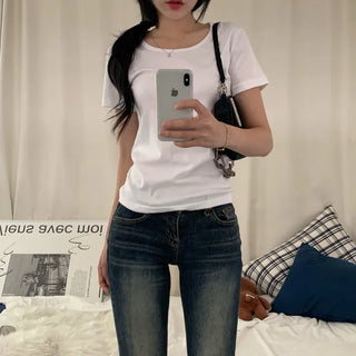 [Standard ver.] Basic Round Summer Plain Cotton Short Sleeve T-shirt (5 colors)