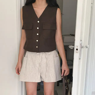 Sesame linen vest