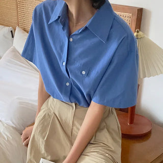Monte Color Cotton Loose Fit Short Sleeve Shirt