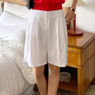 Mannish Nylon Bermuda Pintuck Knee-length Shorts